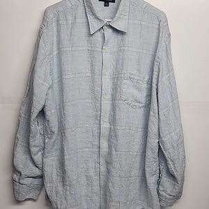Brandini 100% LINEN light blue casual button-down shirt szXL Cool Comfy Handsome